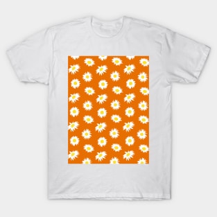 90’s Daisy Ditsy Pattern on Orange T-Shirt